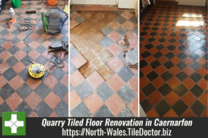 Quarry Tiled Kitchen Floor Tiles Before After Renovation Caernarfon