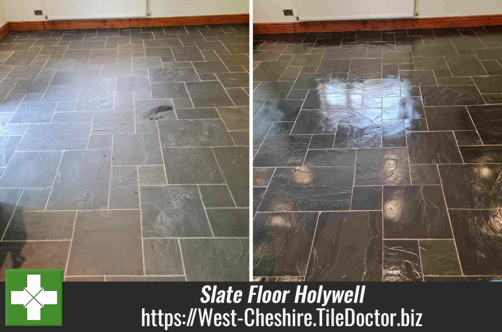 Welsh Slate Floor Before and After Renovation Holywell